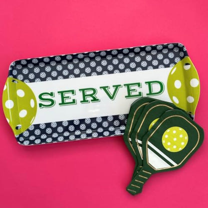 Navy Pickleball Melamine Serving Tray with Handles Reusable Party Platter | By Sprinkles & Confetti BPA-Free Durable Birthdays Outdoor Events Charcuterie Appetizers Cupcakes Snacks Entertaining - color: Navy & Lime
