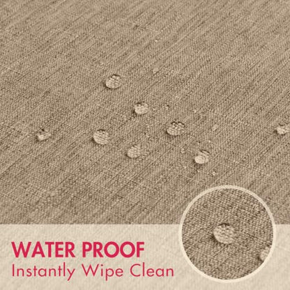 Flaxen 17x17 Polyester Linen Farmhouse Cloth Napkins Set of 8 | Waterproof, Stain Resistant, Shrink Proof, Washable, fabric, Outdoor, Reusable, Dining, Wedding, Kitchen, Party, Birthday - color: Flaxen