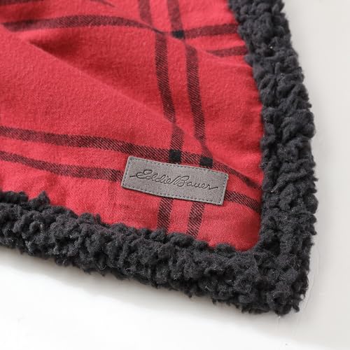 Eddie Bauer - Throw Blanket, Soft & Reversible Cotton Flannel Bedding, Throw Blanket for Couch or Bed (Kettle Falls Red/Black, 50" x 60") - color: Kettle Falls Red/Black