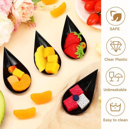 200 Pcs 4 Inch Appetizer Plates Disposable Plastic, Black - color: Black