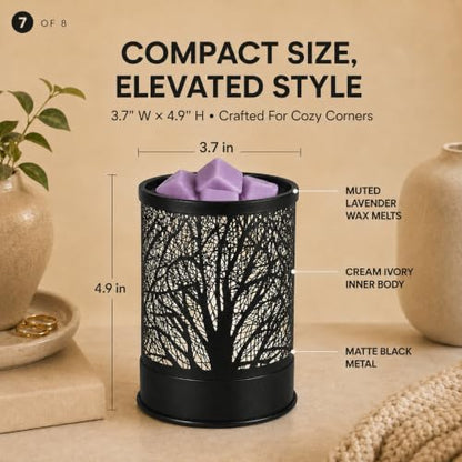 Nawaza Wax Melts Warmer Scented Metal 2-in-1 Electric LED Burner Black Tree | wax melter,Aromatherapy essential oil diffuser, home office bedroom decor, Christmas gift for women - style: Tree