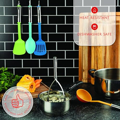 Kitchen Utensils Set 35 PCS Cooking Utensils Set, Nonstick and Heat Resistant Nylon Stainless Steel Silicone Spatula Set - Kitchen Gadgets Home Essentials Kitchen Accessories, Apartment Must Haves - color: Multicolor