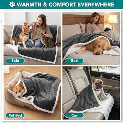 PetAmi Dog Blanket Small Medium Pet Cat Puppy Kitten, 40x29 Mini, Dark Gray | 460 GSM, Soft Sherpa Fleece Throw, Reversible Plush Couch Cover Protector Crate Carrier Sofa Bed Car Seat, Machine Washable - color: Charcoal, size: Medium - 29 X 40 Inches