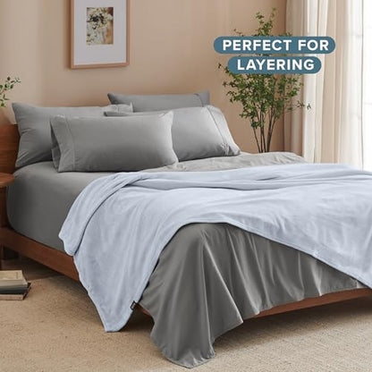 Bare Home Fleece Blanket Luxury Microplush (Full/Queen, Blue Mist) | Ultra-Soft Lightweight Blanket for Bed, Sofa, and Couch, Cozy & Warm Blanket - color: 09 - Blue Mist, size: Full/Queen