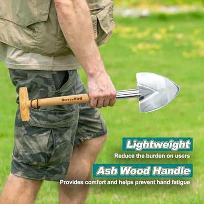 Berry&Bird Perennial Spade, 21.6''Long Trowel for Gardening Root Cutting Tool with Sharp Stainless Steel Blade, Wooden Handle Small Shovel Hand Edger Garden Tool for Planting, Digging & Transplanting - color: Perennial Spade