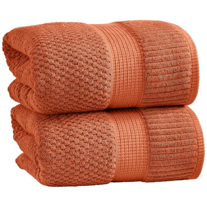 2 Pack Oversized Bath Towels 100% Cotton | Clay Towels | Oeko‑TEX Standard 100 | Soft & Absorbent, Quick‑Dry | Trinity Collection - Baked Clay - color: Baked Clay, size: Oversized Bath Towels (2 Pack)