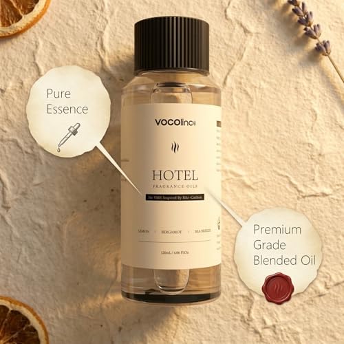 VOCOlinc Hotel Collection Diffuser Oil - Ritz-Carlton - Inspired by Luxury Five Star Hotel Lobby Scent Oil for Waterless Oil Diffusers, Luxurious Scents of Lemon, Bergamot, and Sea Breeze (4.06 OZ)