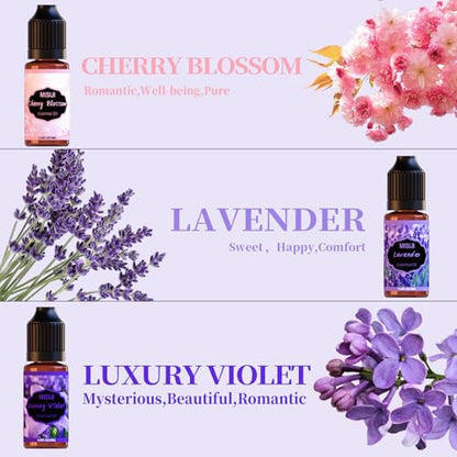 Flower Essential Oils Set for Home,Fragrance Oil Scented Oils for Diffusers-Cherry Blossom, Mystery Rose, Rosemary, Vanilla, Lavender, Luxury Violet,6x10mL - color: Flower