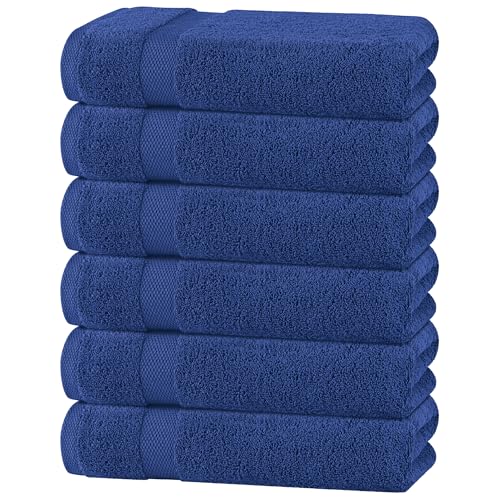 White Classic Wealuxe Navy Blue Bath Towels 24x50 Inch, Cotton Towel Set for Bathroom, Hotel, Gym, Spa, Soft Extra Absorbent Quick Dry 6 Pack - color: Navy, size: Bath Towels 6-Pack, 24x50 Inches