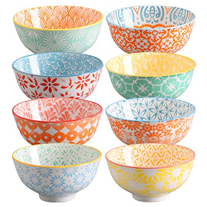 Ceramic Bowls, 10 Oz Small Bowl, Set of 8 Ice Cream Bowls, Dessert Bowl for Salsa, Rice, Sauce, Side Dishes, Snack, Condiment, 4.75 Inch-Microwave Dishwasher Safe - size: 10 Oz-4.75"