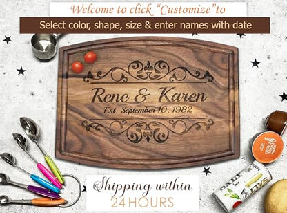 Wooden Cutting Board – Crafted in USA – Serves as Cheese Board, Cutting Board, Chopping Board, Charcuterie Board – Personalized Wood Gift for Wedding, Housewarming, Anniversary, Christmas