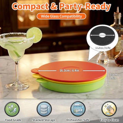 TonJin 3-Tier Margarita Salt Rimmer Set with 2 Sponges: Red Yellow Green Stackable Cocktail Glass Rimmer Holds Lime Juice Salt Sugar, Dishwasher Safe Bar Accessories for Bartenders and Home Bars - size: Stackable Salt Rimmer-RedYellowGreen