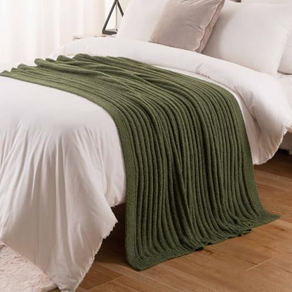 BATTILO Olive Green Throw Blankets for Couch, Fluffy Soft Plush Knit Throw Blankets, Cozy Warm Lightweight Green Blanket for Bed, Sofa, Travel, 50"x60" - color: Olive Green