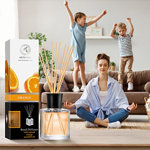 Orange Diffuser 6.8 Fl Oz - Fresh Room - Long Lasting Fragrance - Scented Reed Diffuser - Diffuser Gift Set - Best for Aromatherapy - Home