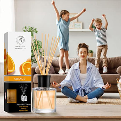 Orange Diffuser 6.8 Fl Oz - Fresh Room - Long Lasting Fragrance - Scented Reed Diffuser - Diffuser Gift Set - Best for Aromatherapy - Home