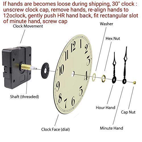 30-inch Farmhouse Metal & Solid Wood Noiseless Wall Clock (Whitewash, 30-inch) - color: Whitewash, size: 30-inch