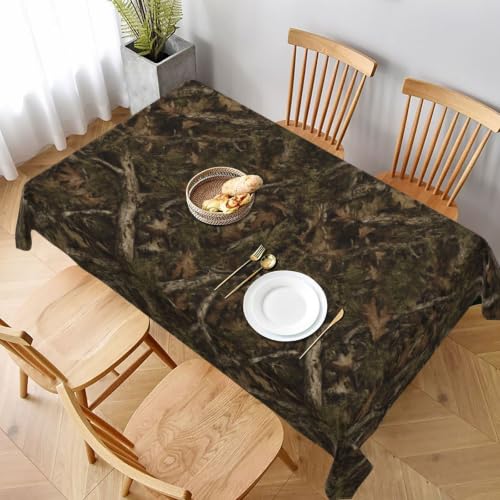 Camouflage Leaf Rectangle Tablecloth Washable Camo Table Cloth 60x90 Inch Table Cover Waterproof for Decoration Kitchen Dining Room - color: Camouflage Leaf