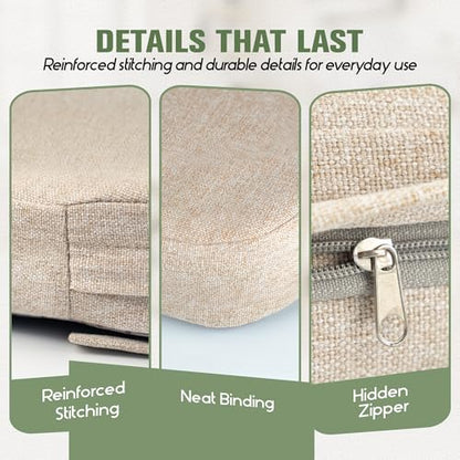 kingphenix Chair Cushions for Dining Chairs, Set of 6, 2.5 Inches Thick | High-Density Foam Kitchen Chair Cushions with Ties, Non-Slip Bottom and Removable Machine-Washable Covers, 17 x 16 in, Beige - color: Beige, size: 6 Count(Pack of 1)