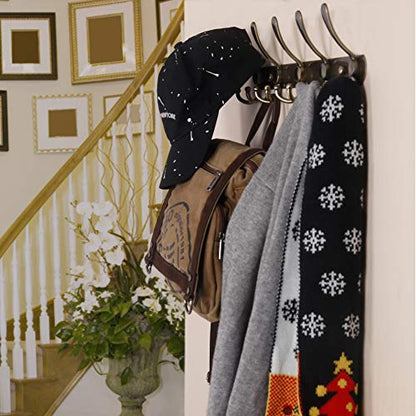 Coat Rack Wall Mounted - 5 Tri Hooks, Heavy Duty, Stainless Steel, Metal Coat Hook Rail for Coat Hat Towel Purse Robes Mudroom Bathroom Entryway,Bronze - color: Bronze, size: L=16" (1 Pcs)