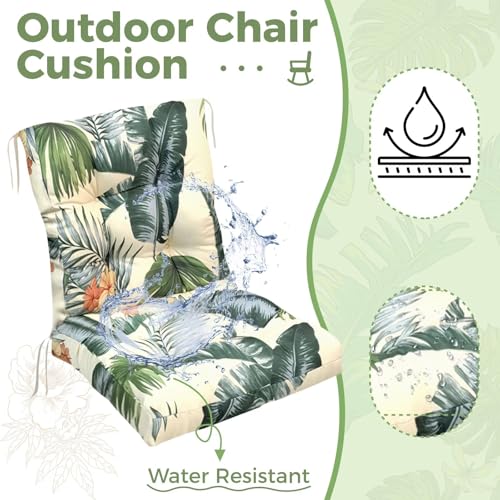 Outdoor Chair Cushions Waterproof Set of 2 Printing Tufted Lawn Dining Chair Cushion for Porch Rattan Chairs Club Chairs 41.7"*20.8"*3.9" Hawaii - color: Hawaii