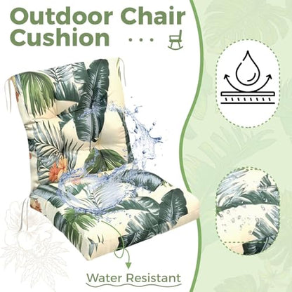 Outdoor Chair Cushions Waterproof Set of 2 Printing Tufted Lawn Dining Chair Cushion for Porch Rattan Chairs Club Chairs 41.7"*20.8"*3.9" Hawaii - color: Hawaii