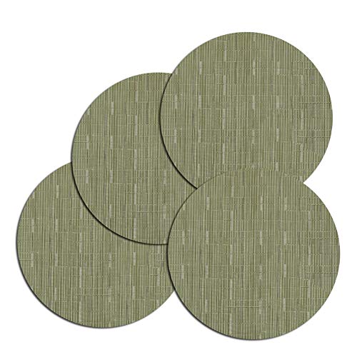 Round Vinyl Heat-Resistant Placemats Set of 4, 13.8 Inch, Green | Easy to Clean Woven Kitchen Table Mats, Washable, Non-Slip for Dining Table, Christmas Decoration Home Wedding Party - color: Green, size: Set of 4