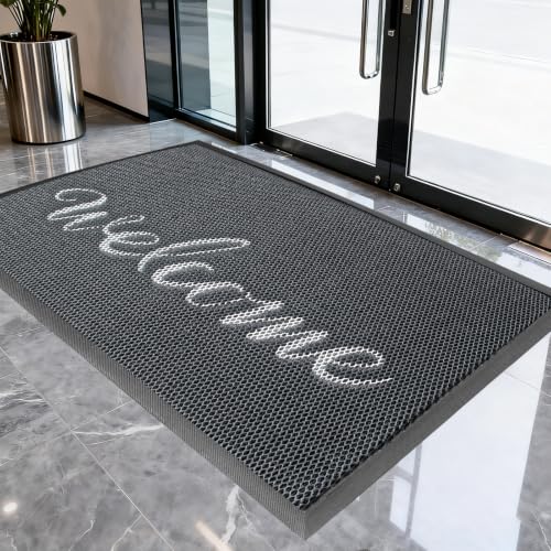 Vicwe Front Door Mat Outside Entrance, 31"x47" Heavy Duty Non-Slip Doormat | Stretch Mesh, Low-Profile, Dirt Trapper Entrance Doormats, Easy Clean, Welcome Mat for Indoor Outdoor Entryway Porch, Gray - color: Grey, size: 31" x 47"(Rectangular)