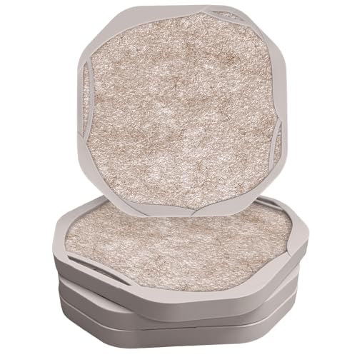 UMIRRO Absorbent Felt & Silicone Drink Coasters Set of 4, Neutral Beige | Leakproof & Non-Slip Base, Non-Stick, Organic Modern Coffee Table Decor for Home Bar, Kitchen & Dining, Taupe Octagon 4" - color: 17. Beige, size: 4 Pack
