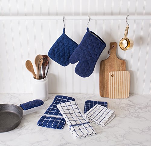 DII Basic Terry Collection 100% Cotton Quilted, Oven Mitt, Nautical Blue, 2 Piece - color: Nautical Blue, size: Oven Mitt