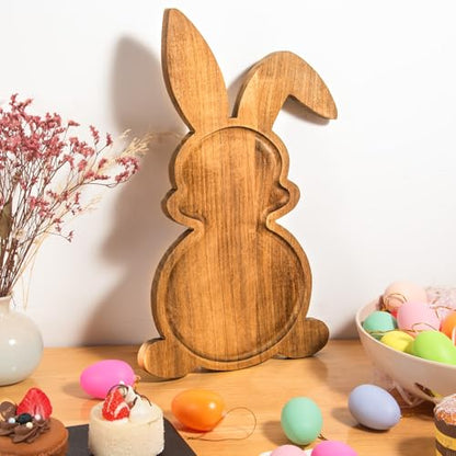 Yoshiky Farmhouse Bunny Serving Wood Trays, Nesting Rabbit-Shaped Wooden Charcuterie Serving Platters for Easter or Spring Rustic Decorative
