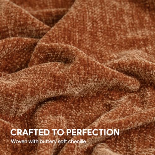 RECYCO Throw Blanket Soft Cozy Chenille Throw Blanket with Fringe Tassel for Couch Sofa Chair Bed Living Room Gift (Rust, 50" x 60") | Super Soft Knit Throw Blanket with Fringe Tassels, Lightweight Knitted Throw, Cozy, Ideal for Sofa Chair Bed Living Room