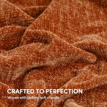 RECYCO Throw Blanket Soft Cozy Chenille Throw Blanket with Fringe Tassel for Couch Sofa Chair Bed Living Room Gift (Rust, 50" x 60") | Super Soft Knit Throw Blanket with Fringe Tassels, Lightweight Knitted Throw, Cozy, Ideal for Sofa Chair Bed Living Room