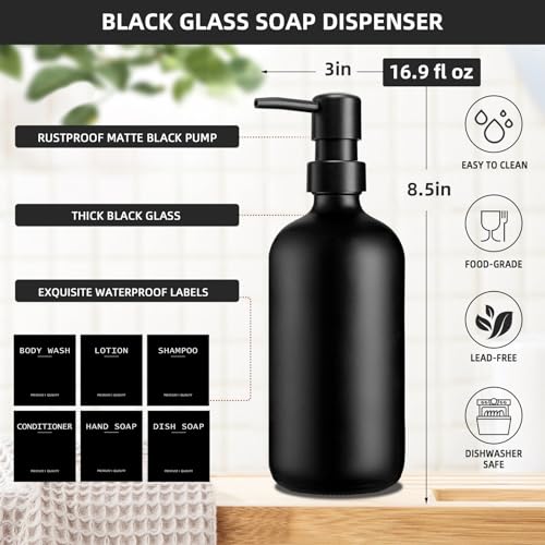 Dish Soap Dispenser for Kitchen, 16.9 fl oz Black Hand and Dish Soap Dispenser Set, Kitchen Soap Dispenser with Sponge Holder, Brush Holder and Loofah Sponge, Countertop Sink Organizer Accessories - color: Black