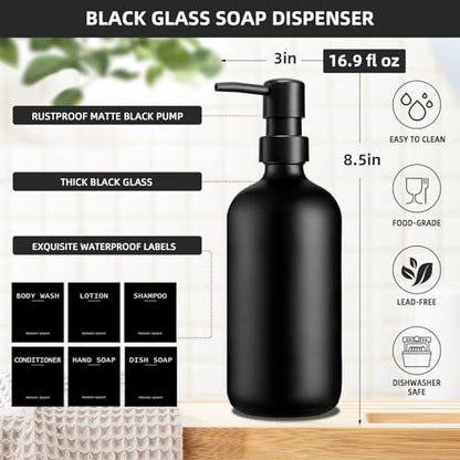 Dish Soap Dispenser for Kitchen, 16.9 fl oz Black Hand and Dish Soap Dispenser Set, Kitchen Soap Dispenser with Sponge Holder, Brush Holder and Loofah Sponge, Countertop Sink Organizer Accessories - color: Black
