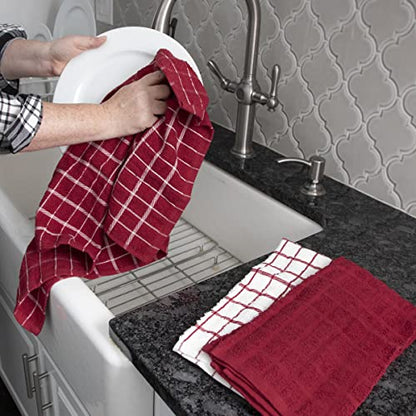 Ritz Premium 3-Pack Kitchen Towel & 6-Pack Dish Cloth Set - Highly Absorbent, Super Soft, Long-Lasting, 100% Cotton Terry Drying Cleaning Cloths, Paprika - color: Paprika Red, size: 9-Pack Bundle