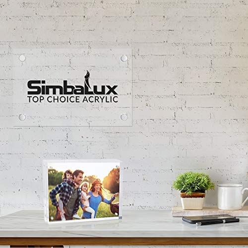 SimbaLux Magnetic Acrylic Picture Photo Frame 5x7 inches Clear Edge, 3 Pack | Clear Glass Like, Double Sided Frameless Desktop Floating Display, Free Standing, Easy to Change - size: 5" x 7" 3-Pack