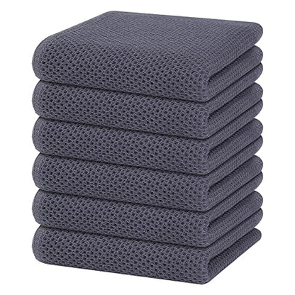 Homaxy 100% Cotton Waffle Weave Kitchen Dish Towels 6-Pack, Dark Grey | 13 x 28 Inches, Ultra Soft Absorbent Dish Towels, Quick Drying Cleaning Towels - color: Dark Grey, size: 13 X 28 - 6 Pack