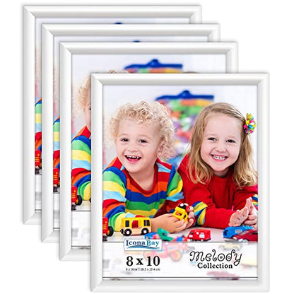 8x10 (20x25 cm) Picture Frames (Snow White, 4 Pack), Contemporary Photo Frames, Melody Collection Picture Frame Set - color: Snow White
