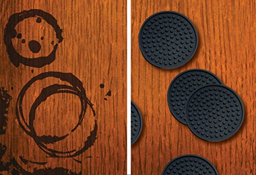 Better Kitchen Products 8 Piece Silicone Coaster Set, Black (Pack of 2) - size: 3.63" diameter (Pack of 2)