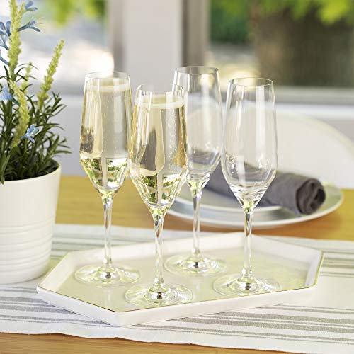 Spiegelau Style Champagne Flutes, Elegant Crystal Champagne Glasses Gift Set, Perfect for Prosecco, Sparkling Rose, Mocktails, Home Bar Accessories, Housewarming, Wedding Gifts, 8.5 oz, Set of 4 - style: Champagne Glasses
