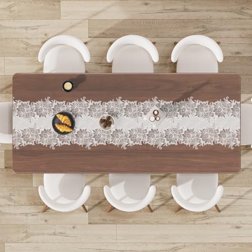Crystal Clear Plastic Table Cover Protector with Lace Pattern, 42" x 72" | Waterproof Easy Flat PVC Desk Pad Mat, 1.5mm Thick Rectangle Vinyl Table Top Protector for Dining Room Table, Office, Dresser - color: Clear, size: 72" x 42" (Rectangular)