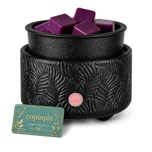Ceramic Electric Wax Warmer 4-in-1 Scented Fragrance Decor | gift for women cute scented wax melter burner suitable for home office bedroom daily use festivals - color: Black Leaf