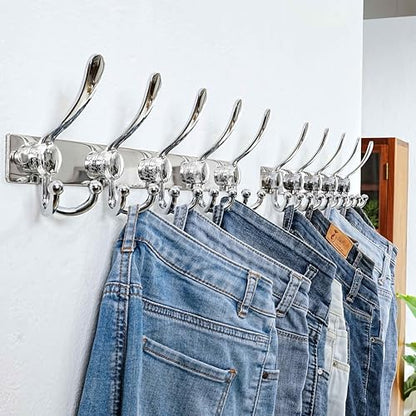 Coat Rack Wall Mount, Heavy Duty 12-Gauge Base vs Flimsy 1mm, Double-Thick Solid Anti-Snap Hooks, 16” Stud-Mount, Stainless Steel Hanger for Clothes Hat Entryway Closet Mudroom, Chromed - color: Chromed, size: L=17" (1pcs)