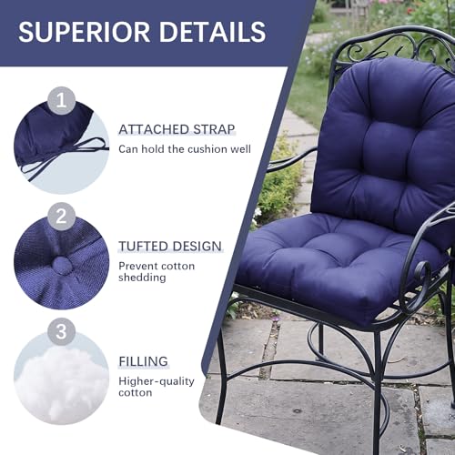 Gnostik 2 Pack Outdoor Patio Chair Cushions Waterproof Rocking Chair Cushion U Shaped Patio Replacement Cushions with Ties for Porch, Garden,18.6" x 18.6", White - color: White