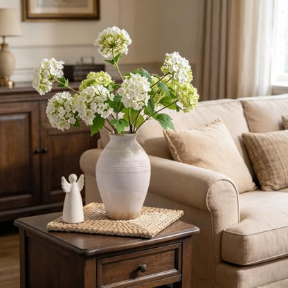 9.3 Inch Ceramic Rustic Flower Vase, White Boho Framhouse Vases Home Decor - color: 9.3 Inch-white