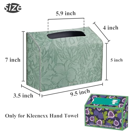 Leather Cover for Disposable Paper Hand Towel Box, Compatible with Kleenex Paper Hand Towel(1-Carved Dark Green) - color: 1-carved Dark Green