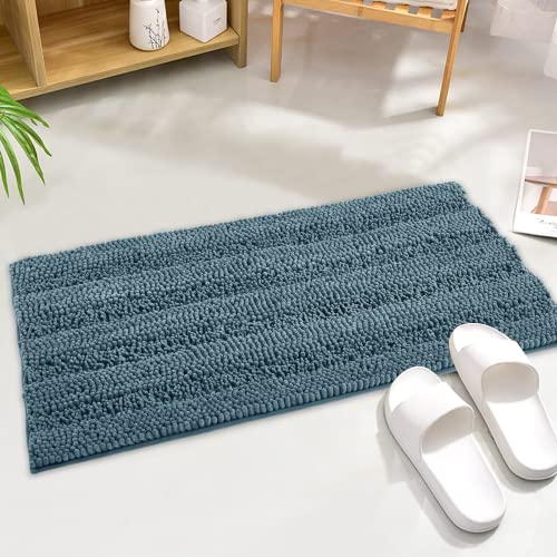 KGORGE Arctic Blue Bath Mat - Quick Drying Bathroom Rugs Non-Slip Water Absorbent Thick Shaggy Chenile Shower Rug for Toilet Tub Kitchen, 47" x 17", 1 Pc - color: Arctic Blue, size: 17"W x 47"L (Pack of 1)