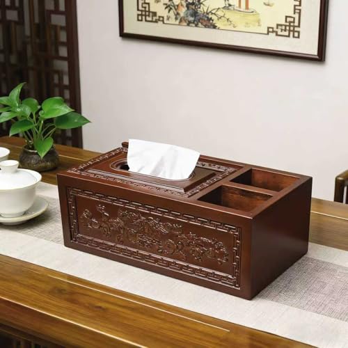 Wood Tissue Box Cover Rectangle Boxes Tissue Box Holder，with Storage，Decorative Tissue Cover for Bedroom, Dinner Table, Office, Tabletop W10 X D4.92 X H3.74 (A) - color: A