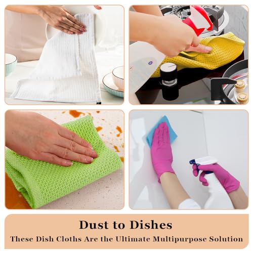 DishCloths Kitchen|Waffle Terry Check Weave Hand Towels|Cotton 12x12" Reusable Dish Rags Washing Scrub Cleaning Dishes|Dish Bar Mop Towels Hand Wipes|Spring Easter Basket Decor|6 Pc Set-Grey - color: Grey