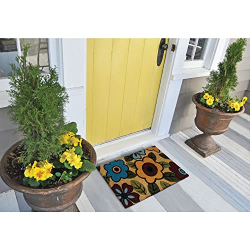 Notrax, Retro Flower, Vinyl-Backed Natural Coir Doormat